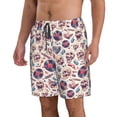 thumbnail image 2 of KLL rock Skull record Retro Men's Casual Summer Beach Shorts Hawaiian Shorts with Pockets-Small, 2 of 5