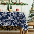 thumbnail image 2 of Christmas Tablecloth 60×60 Inch Square, Blue Snow Washable Table Cover for Party Picnic Dinner Decor, 2 of 6