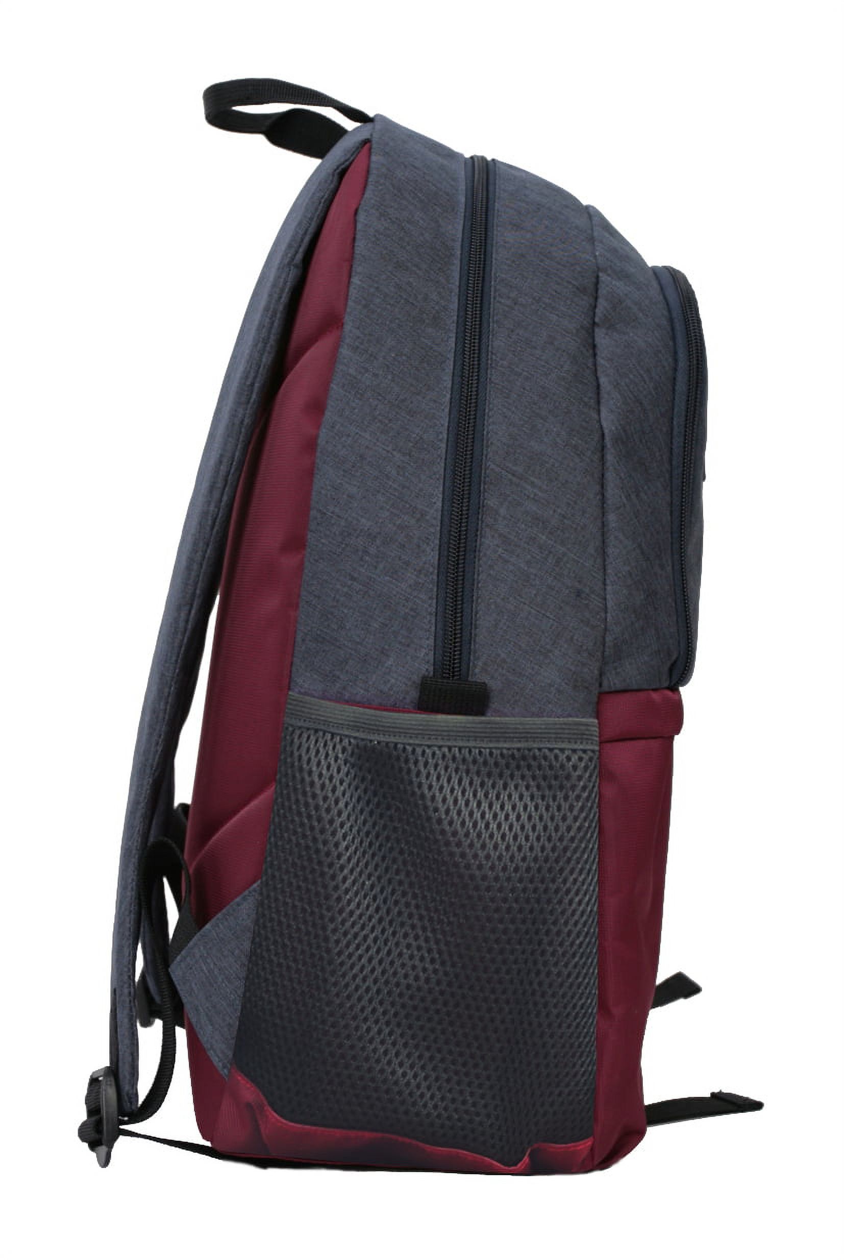 Protege 18" Heather Colorblock Adult Backpack, Navy/Maroon - Unisex - image 4 of 5