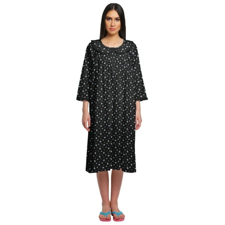 

Moomaya WoMen s Printed Nightdress Knee Length Cotton Sleepwear Short Gown