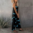 thumbnail image 5 of Summer Clearance Sale! Joau Jumpsuits for Women Casual Summer Sleeveless V Neck Spaghetti Strap Baggy Jumpsuits Loose Fit Floral Print Long Pants Romper Overalls, 5 of 7