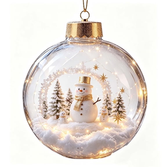 XIA0LE Glowing Christmas Clear Ornament Ball Hanging, 3.15in Filled Winter Scene Decor Bauble With LED Light For Xmas Tree Holiday Party Home Decoration (X)
