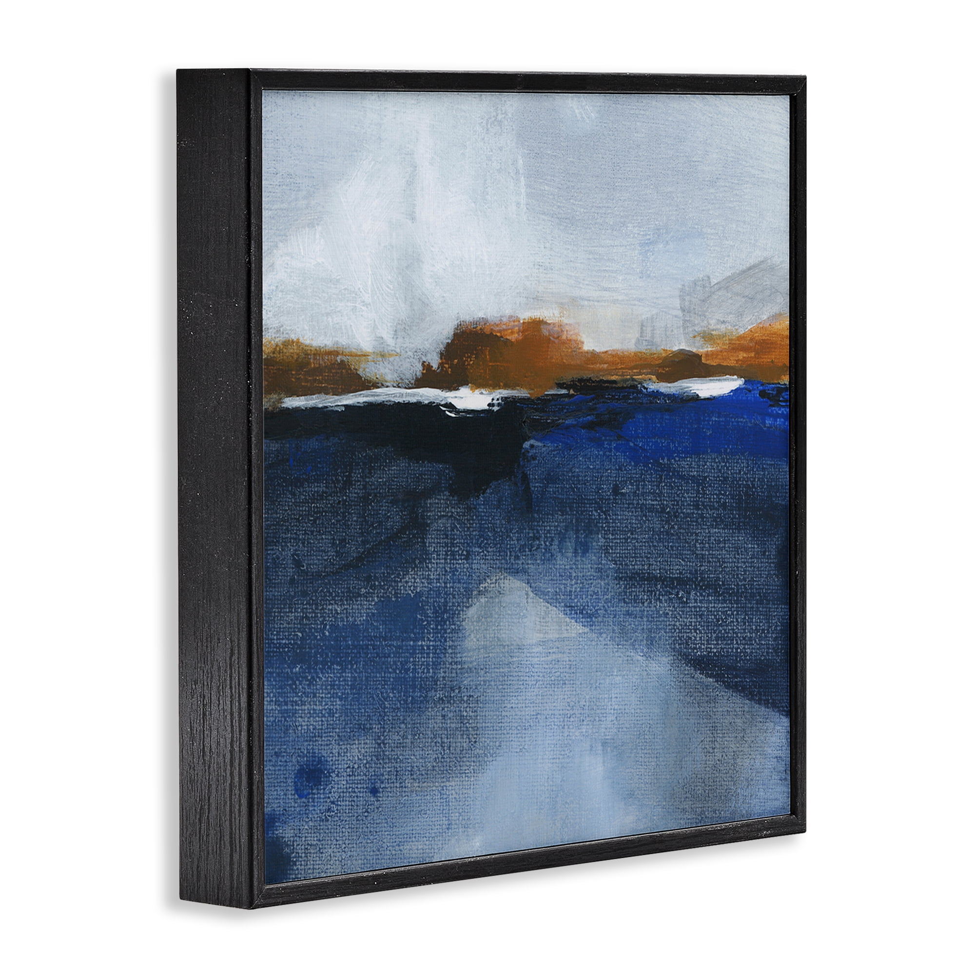 Stupell Industries Ocean Cliffs Impression Abstract Painting Black Framed Art Print Wall Art, 24 x 24