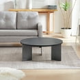 thumbnail image 2 of GZXS 35.43" Round Wood Coffee Table with Metal Frame, Modern Black Center Cocktail Table for Living Room, Easy Assembly, 2 of 8