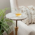 thumbnail image 3 of Powell Barra Round Adjustable Height Indoor Accent Drink Table, 25-30" Tall, Gold/Sandy Marble, 3 of 11