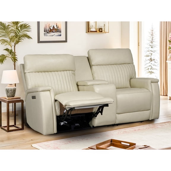 Triple-Power Reclining Sofa 73" Genuine Leather Power Zero Gravity Reclining Loveseat with Powered Adjustable Headrest, Powered Adjustable Lumbar,USB&USB-C Port