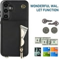 thumbnail image 3 of for Samsung Galaxy S25 Zipper Wallet Case with Card Holder, Crossbody Lanyard Purse Cover [Removable Shoulder Strap] with Kickstand for Samsung Galaxy S25 Zip-Black, 3 of 18