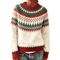 thumbnail image 4 of Womens Sweaters Color Block Casual Relaxed Long Sleeve Tops Fall Winter Round Neck Pullover Blouse Daily Wear, 4 of 5