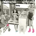 thumbnail image 4 of Replacement Shoes for Barbie Sisters Family Camper Y0744 - Includes 2 Pink Boot Shoes, 2 Purple Boots, 2 Pink Flip Flops, 2 Blue Flip Flops and 1 Teddy Bear, 4 of 6