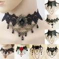thumbnail image 3 of K-KED Gothic Vintage Black Choker Collar Crystal Pendant Necklace Chain Women Jewelry-06, 3 of 9