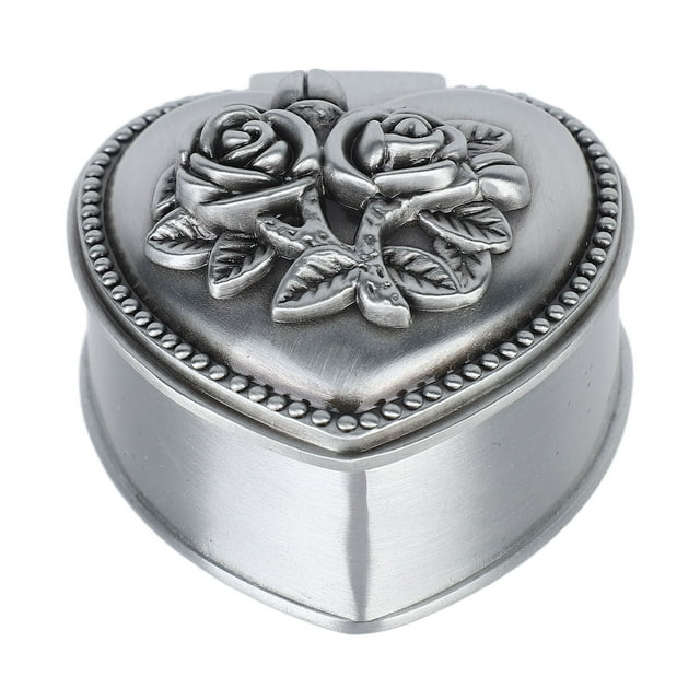 Metal Jewelry Box Innovative European Style Vintage Exquisite Rose 3D Embossment Mini Trinket Storage Box Heart