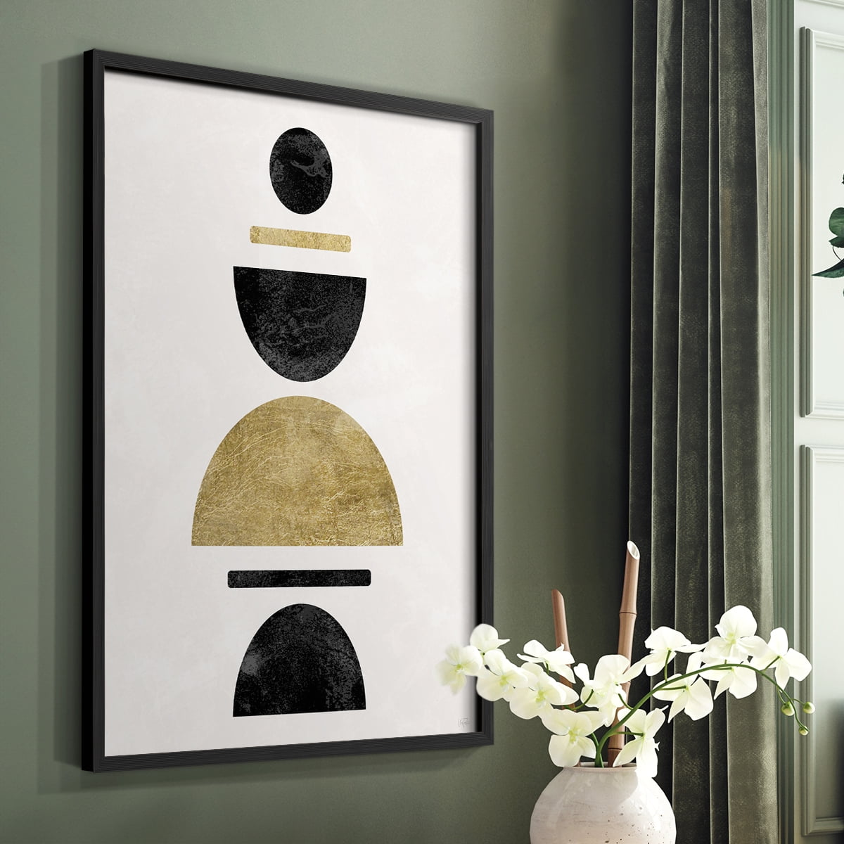 Modern Stack in Black Solid Wood 22 x 28 Framed Print