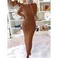 thumbnail image 1 of MAWCLOS Robe Chandail Femme Col Rond Maxi Robes Manches Longues Chandail Jumper Décontracté Travail Couleur Unie Marron G, 1 of 3