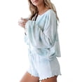 thumbnail image 2 of Lnzyyephy Women's Pajama Sets Long Sleeve Shirt Tops + Sleepwear Shorts Ladies' 2 Piece Nightwear Loungewear, 2 of 4