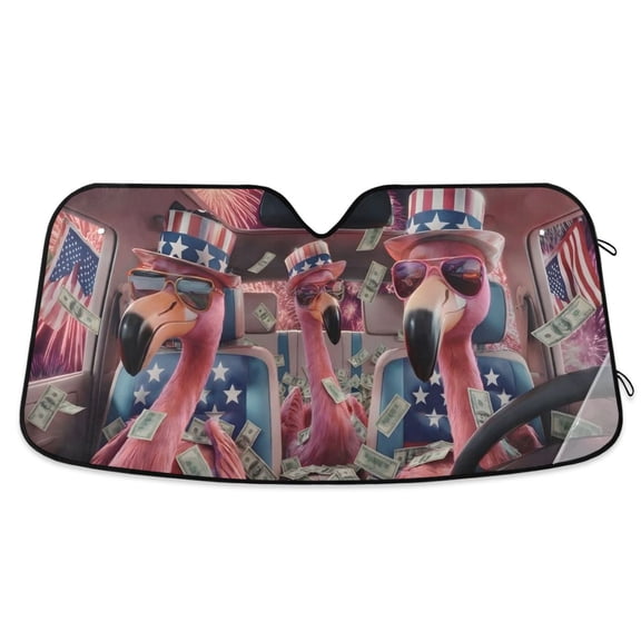 ALAZA Funny Flamingo Pattern Car Windshield Sun Shade Foldable UV Ray Sunshade Visor Protector 55 x 27.6in