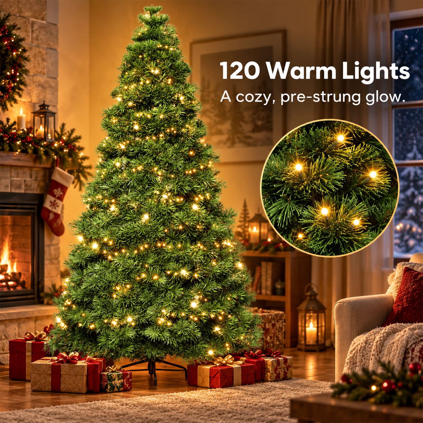 Alvantor Pre-Lit Christmas Tree, Green 6 FT Hinged Spruce