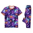 thumbnail image 5 of Halloween Pajamas, Family Matching Pajamas, Halloween Pajamas for Family, Halloween Family Pajamas Purple Galaxy Ghost Pumpkin Print Short Sleeve Pants Set for Holiday Celebration, Women M, 5 of 7