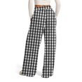 thumbnail image 6 of WTOBBY Women's Wide Leg Casual Pants High Waist Plaid Sports Trousers, Comfortable Stretch Athletic Pants for Jogging and Lounge Wear,Black L, 6 of 6
