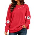 thumbnail image 2 of Womens Oversized Sweatshirts Spooky Season Cute Ghost Sleeve Graphic Vintage Y2K Crew Neck Streetwear Pullover Tops Fall Winter Clothes Red 3XL, 2 of 4