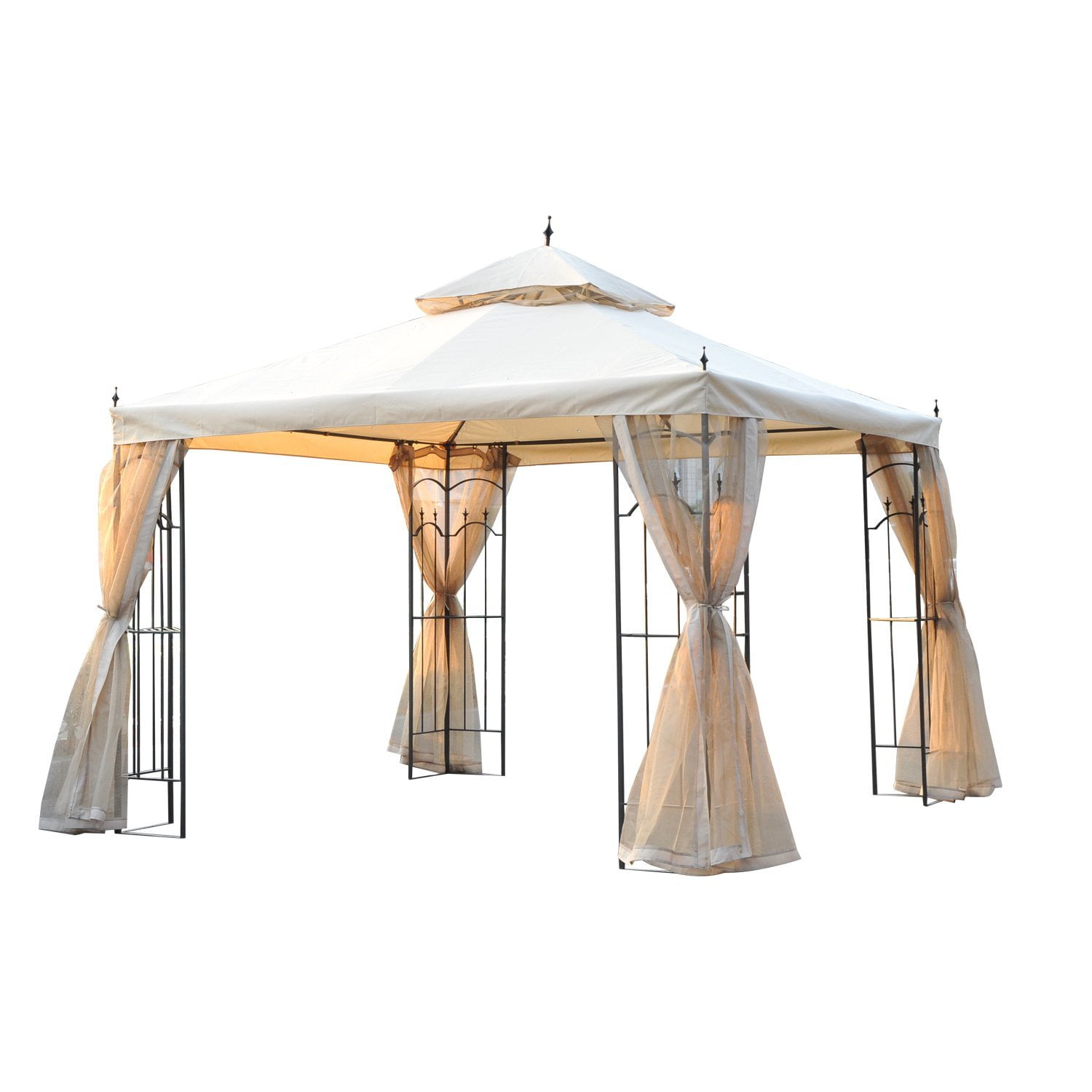 Outsunny 3x3M Metal Gazebo Outdoor Party Tent Shelter Garden Canopy Beige 