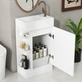 thumbnail image 3 of Glavbiku Bathroom Vanity with Sink & Ceramic Top,2 Tier Shelf,Toilet Rolls Holder,18.6" W,White, 3 of 12