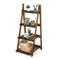 thumbnail image 3 of Fionafurn 4-Tier 40'' Ladder Shelf Bookshelf Bookcase Storage Display Plant Leaning Shelf Brown, 3 of 9