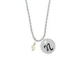 thumbnail image 2 of Delight Jewelry Goldtone Mini Clef with Crystal Silvertone Script Initial Disc - N - Charm Necklace, 20"+3", 2 of 4