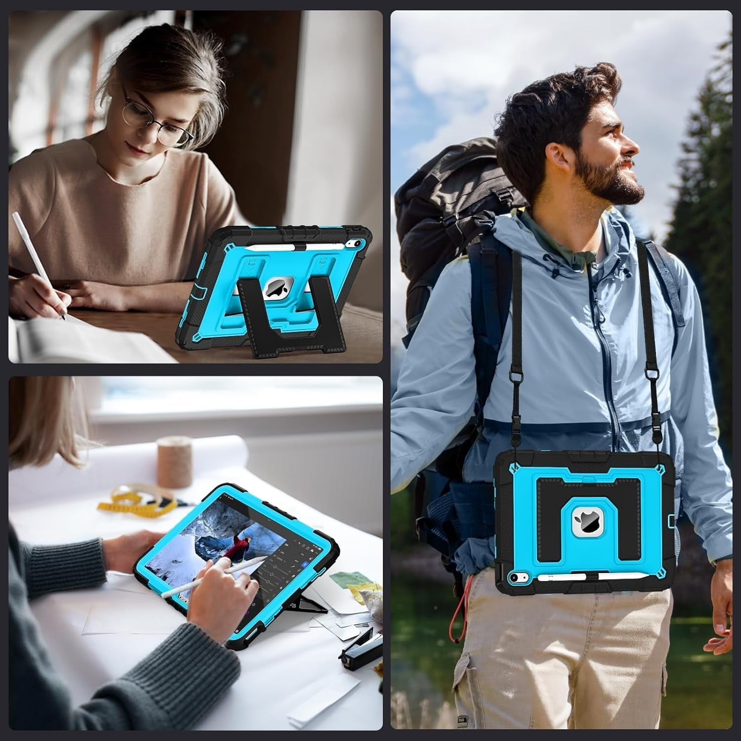 For IPad (A16) 11th/10th Generation 2025/2022 Kids Friendly IPad Case 10th Generation With Shoulder Strap/Pencil Holder,Heavy Duty Shockproof Cover For I Pad (A16) 11th/10th Generation 2025/2022