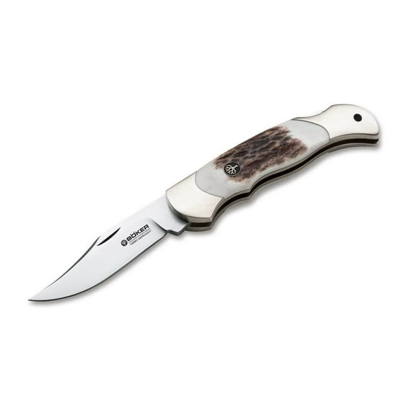 Boker Boy Scout Folding Knife 2.24" N690 Satin Blade, Stag Handles - 112403