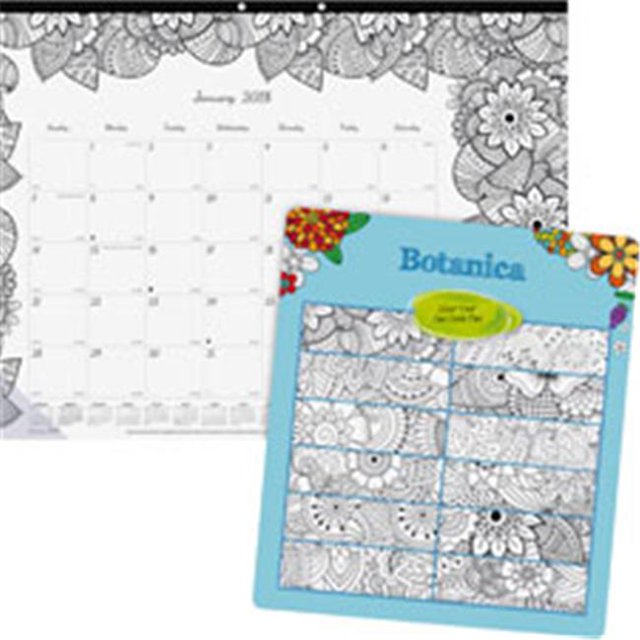 Rediform REDC2917001 Botanica Design Monthly Doodle Desk Pad, White