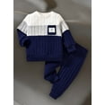thumbnail image 6 of Loicainy Baby Toddler Boys Fall Clothes Sets 3 6 12 18 24 Months 2T 3T Long Sleeve O Neck Patchwork Pullover Solid Color Pants Outfits, 6 of 10