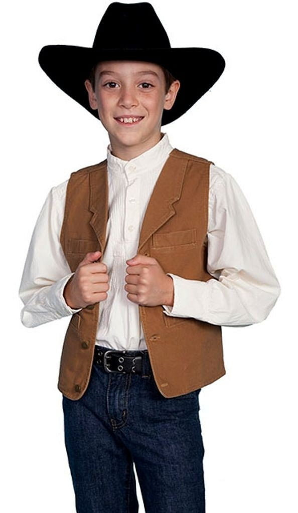 Scully Western Vest Boys Kids 100 Cotton Canvas Button RW041K