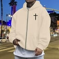 thumbnail image 5 of Jesus Hoodie for Men God Loves You Print Zip Up Christian Faith Sweatshirt Y2K Spring Fall Beige L, 5 of 6