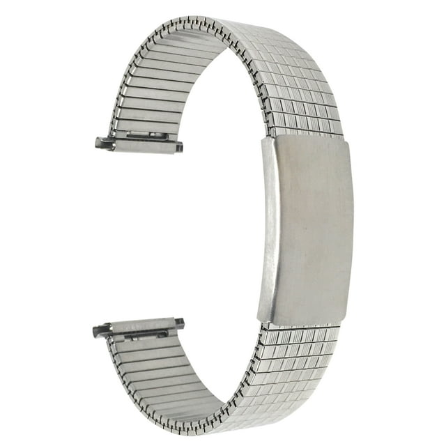 Bandini Bracelet de Montre Extensible en Acier Inoxydable Ton Argent 22 mm pour Hommes, Extrémité Droite, Longueur Ajustable, Bracelet de Montre Extensible en Métal, Sans Boucle