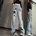 thumbnail image 3 of Pantalones vaqueros de estrella americana Micro-La para mujer, Joker Y2k de cintura alta, pantalones largos informales de pierna ancha recta, sueltos, nuevos, 3 of 5