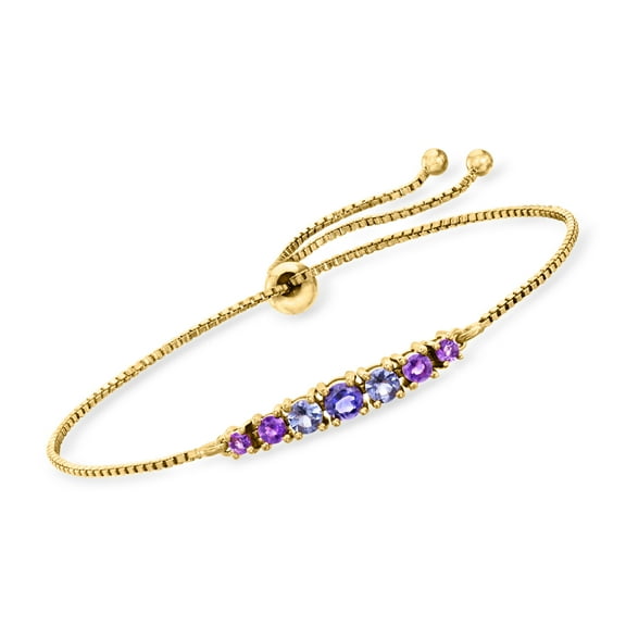 Ross-Simons 0.60 ct. t.w. Multi-Gemstone Bolo Bracelet in 18kt Gold Over Sterling, Women's, Adult
