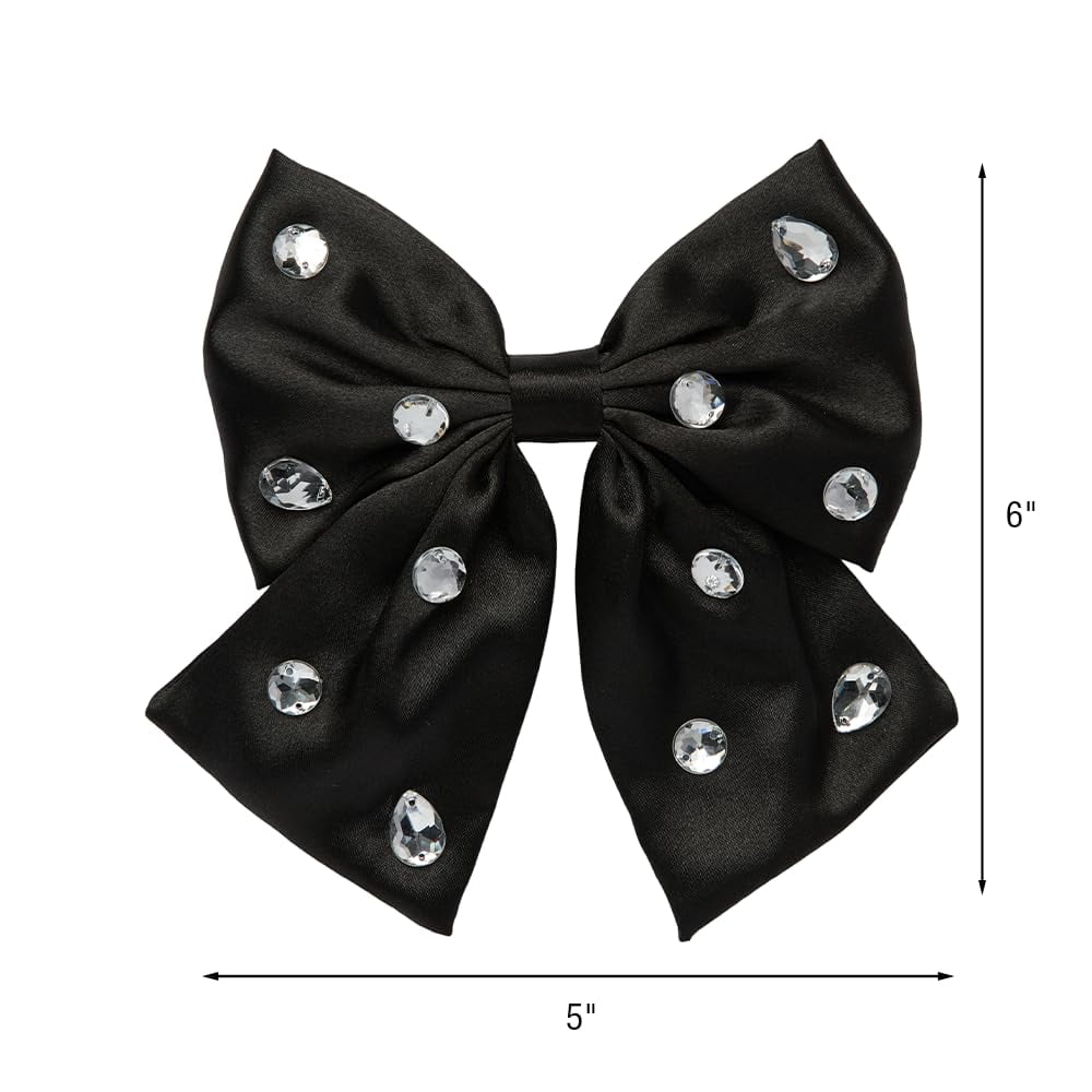 (5 pack) Scunci by Conair Hey Boo! Bow Barrette with Gem Stones, Black, 1-Count