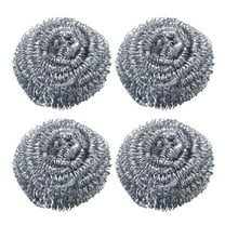 AFQH 4pcs Stainless Steel Clean Ball Kitchen Dish Washing Steel Wire Ball Scourer Steel Wool Scrubber Steel Brush Home Kitchen Stoves