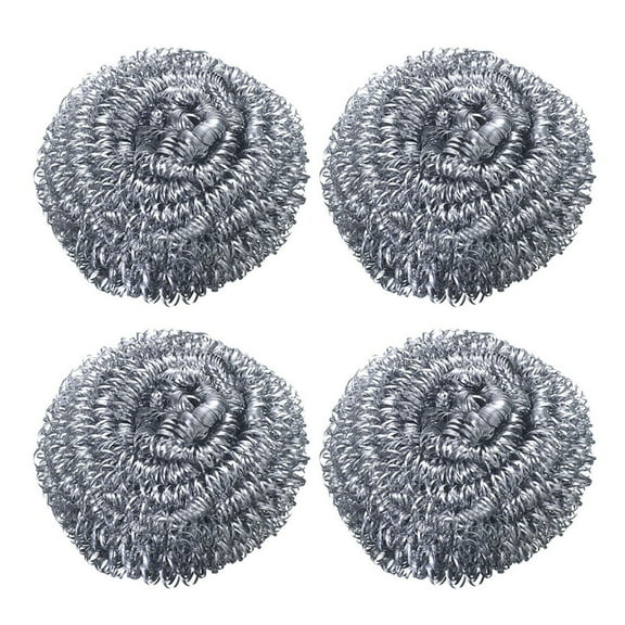 AFQH 4pcs Stainless Steel Clean Ball Kitchen Dish Washing Steel Wire Ball Scourer Steel Wool Scrubber Steel Brush Home Kitchen Stoves