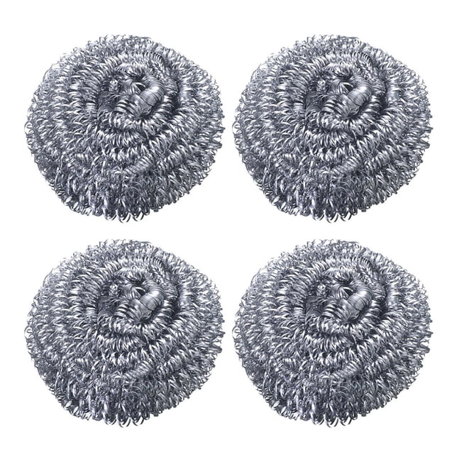 4 Pcs Éponges Récurantes en Acier Inoxydable Éponges à Récurer en Laine d'Acier pour Cuisinières