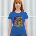 thumbnail image 3 of Tee Hunt Stare of The Wolf T-Shirt Dean Russo Colorful Neon Animal Women's T-Shirt Tee, Blue, XX-Large, 3 of 5