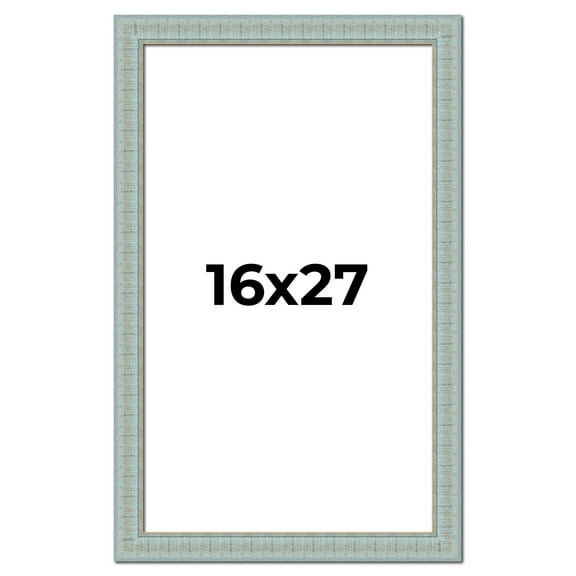 16x27 Frame Blue Teal Distressed Solid Wood Picture Frame | 1.625 Inch Moulding Width | Sonoma Blue