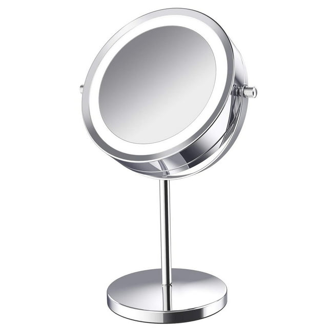 Espejo De Maquillaje, Espejo De Luz LED De AUNTUMO 5X DE DOBLE CARA CON ROVERCIÓN DE 360 PRADOS PARA TOCADOR