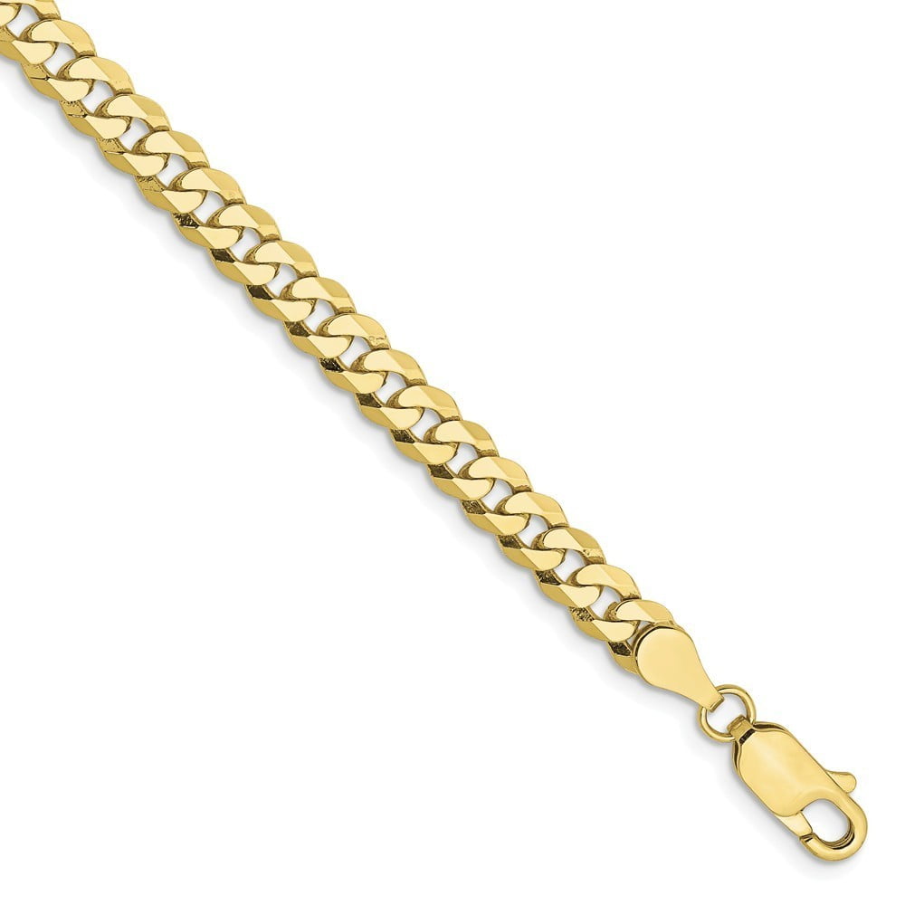 10k 4.6mm Flat Beveled Curb Chain Bracelet - 5.2 Grams - 7 Inch ...