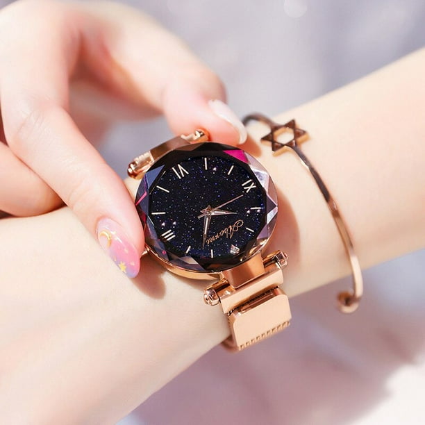 Nuevo reloj de moda para mujer elegante iman de cuarzo reloj de mujer hebilla cielo estrellado numero romano reloj de pulsera para mujer regalo Dropshipping Tan Jianjun unisex Walmart en linea