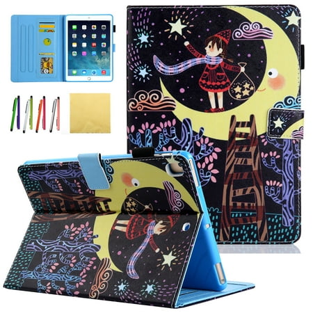 Ipad 2 Cases For Girls iPad 9.7 2018 2017/ iPad Pro 9.7/ iPad Air 1 2 Case - Allytech Premium PU Leather Stand Smart Case with Auto Wake/Sleep for Apple iPad 6th/ 5th Gen, iPad Air 1 2, Pro 9.7, Star & Girl ()