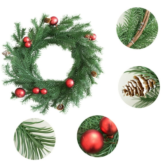 WEGFTDUOP Artificial Door Ring Hanging Decoration With Christmas Leaves Red Berries And Wreath