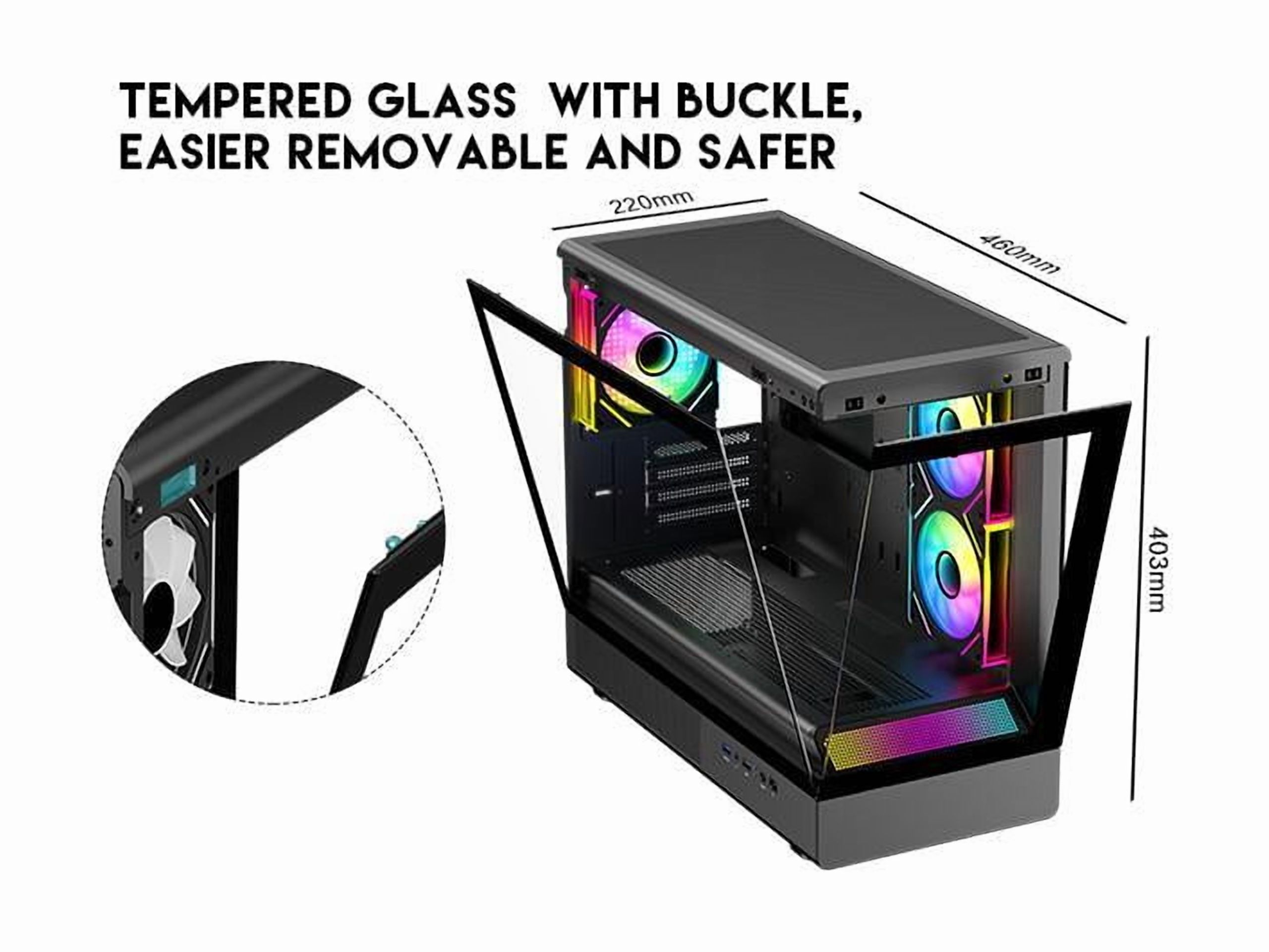 DIYPC ARGB-M1-BK Black USB3.0 Tempered Glass Micro ATX Gaming Computer Case w/ Dual Tempered Glass Panel and 3 x ARGB PWM Fans (Pre-Installed)