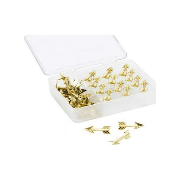 Fashion Push Pins, Steel, Gold, 3/8", 36/Pack 3083U0624