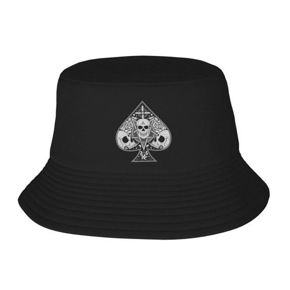 Skull Ace Of Spades Bucket Hat For Womens And Mens Outdoor Beach Fisherman Hat Sun Hat